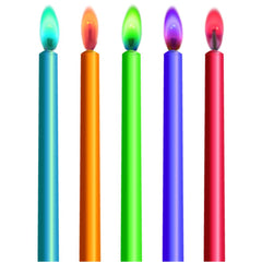 10 Colour Flame Birthday Candles & Holders