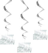 "Happy Birthday" Hanging Decoration - Silver