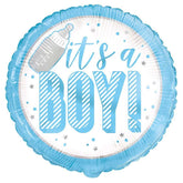 "It's A Boy!" Blue Baby Shower Helium Foil Balloon - 18"