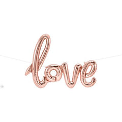 "love" Rose Gold Script Foil Banner Balloon - 40"