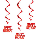 "Happy Birthday" Hanging Decoration - Red