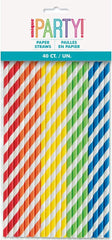 Assorted Colour Stripe Paper Straws - Pack of 40