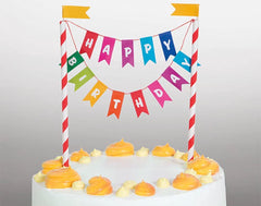"Happy Birthday" Rainbow Cake Bunting Topper - 6"