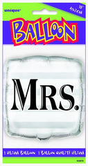 "MRS." Wedding Silver Helium Foil Balloon - 18"