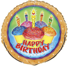 "Happy Birthday" Cupcakes Helium Foil Balloon - 18"