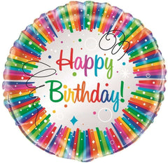 "Happy Birthday" Rainbow Ribbon Helium Foil Balloon - 18"