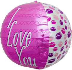 "I Love You" Kisses Sphere Helium Foil Balloon - 17"