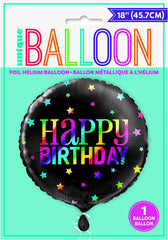 "Happy Birthday" Rainbow Stars Helium Foil Balloon - 18"