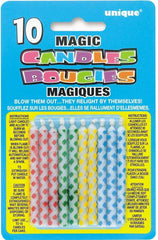 Assorted Diamond Patterned Magic Birthday Candles - Pack of 10