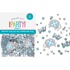 Baby Shower Confetti - Blue Floral Elephant
