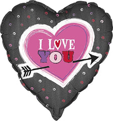 "I Love You" Arrow Valentine Heart Helium Foil Balloon - 18"
