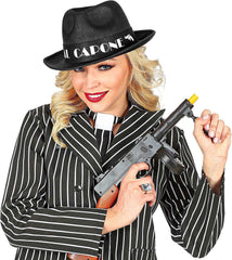 Al Capone Hat, Flock - Black (Adult)