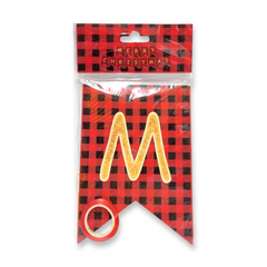 "MERRY CHRISTMAS" Banner, Red & Black checkered - 9ft.