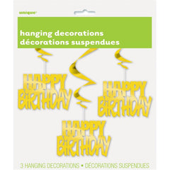 "Happy Birthday" Hanging Decoration - Gold