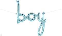 "boy" Pastel Blue Script Foil Banner Balloon - 42"