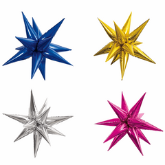 3D Jumbo 12 Point Colour Star Foil Balloon - 40"