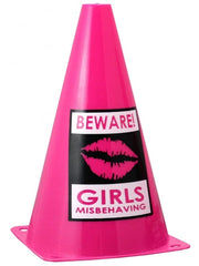 "BEWARE! Girls Misbehaving" Warning Cones, Pink - Pack Of 2
