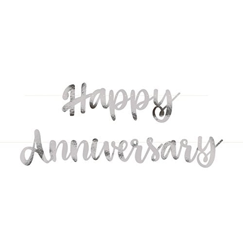"Happy Anniversary" Silver Foil Banner