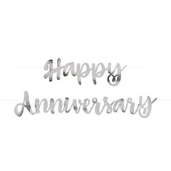 "Happy Anniversary" Silver Foil Banner