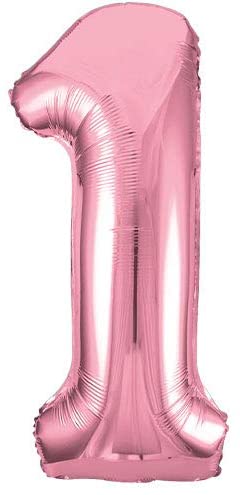34" Number "1" Helium Foil Balloon - Lovely Pink