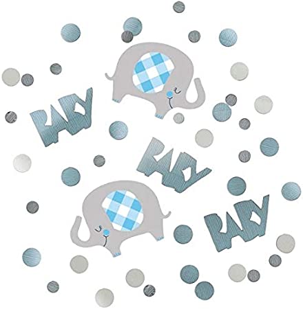 Baby Shower Confetti - Blue Floral Elephant