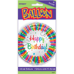 "Happy Birthday" Rainbow Ribbon Helium Foil Balloon - 18"