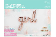 "girl" Rose Gold Script Foil Banner Balloon - 37"