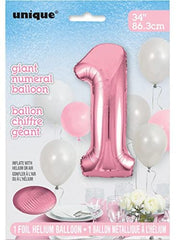 34" Number "1" Helium Foil Balloon - Lovely Pink