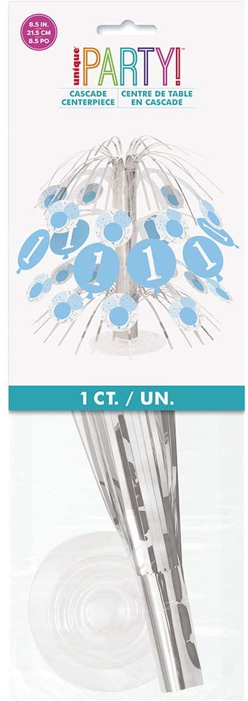 1st Birthday Gingham Cascade Centrepiece - Blue