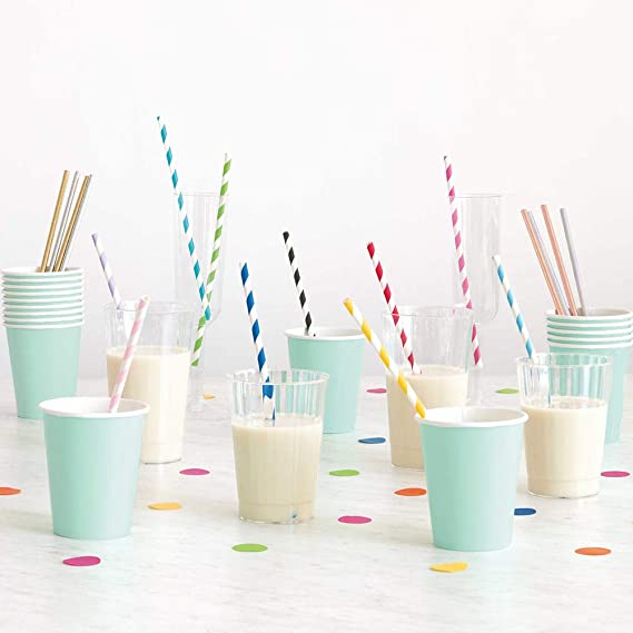 Assorted Colour Stripe Paper Straws - Pack of 40