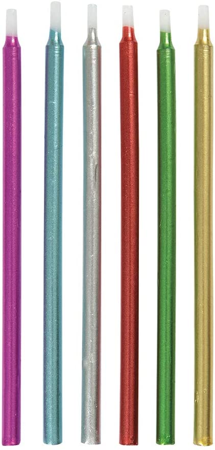 Assorted Metallic Birthday Candles - Pack of 12