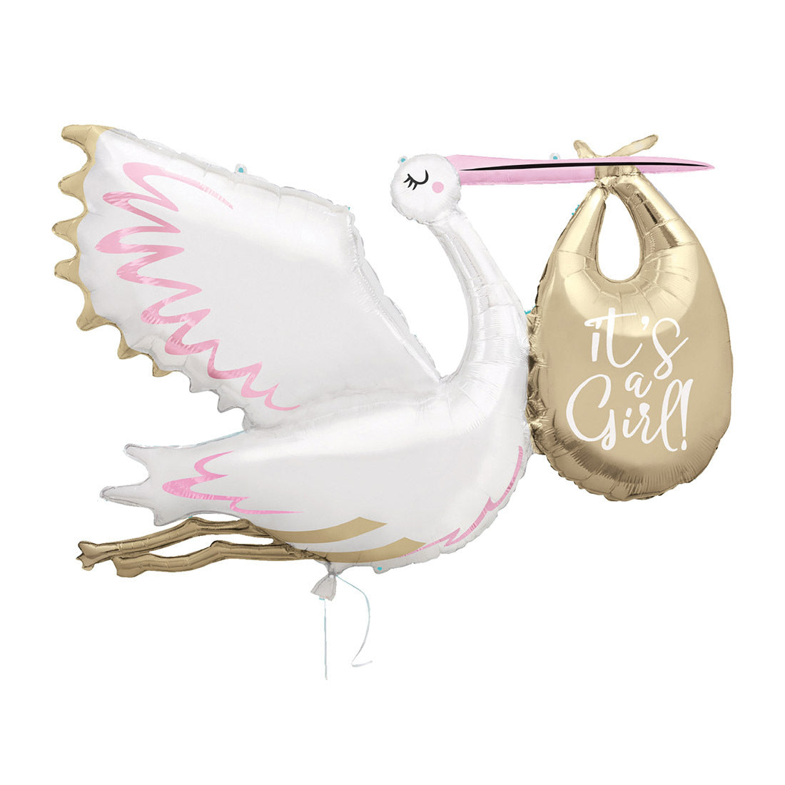 "It's A Girl" Stork Design Helium Foil Balloon - 62"
