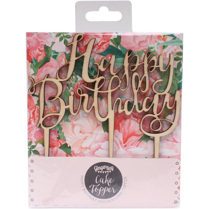 "Happy Birthday" Wooden Cake Topper