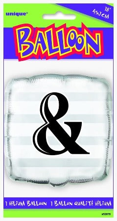 "&" Wedding Silver Helium Foil Balloon - 18"