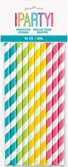Assorted Colour Stripe Smoothie  Paper Straws - Pack of 10