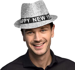 "Happy New Year" Sparkling Fedora Hat  - Assorted Colours