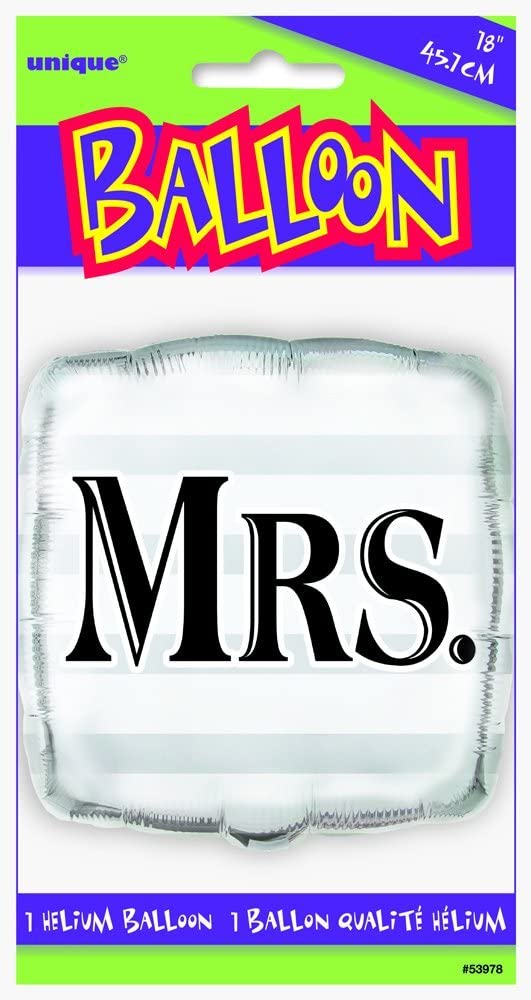 "MRS." Wedding Silver Helium Foil Balloon - 18"