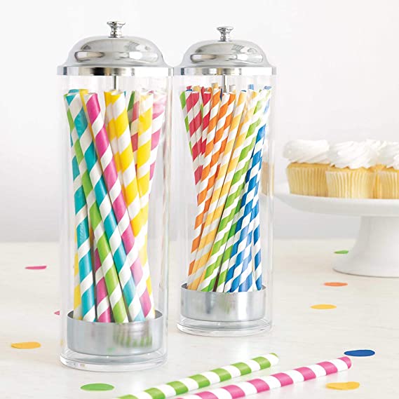 Assorted Colour Stripe Paper Straws - Pack of 40