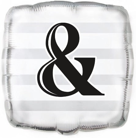 "&" Wedding Silver Helium Foil Balloon - 18"