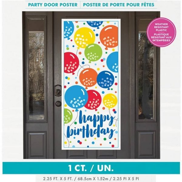 "Happy Birthday" Balloon Cheer Door Poster