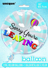 "Sorry You're Leaving" Silver Helium Foil Balloon - 18"