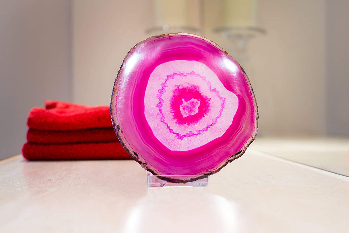 Agate Slice 3-4" - Pink