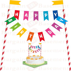"Happy Birthday" Rainbow Cake Bunting Topper - 6"