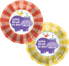 "Hippo Birdie Birthday" Helium Foil Balloon - 18"