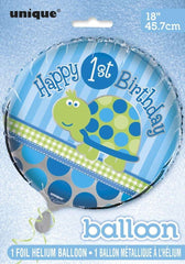 1st Birthday Turtle Helium Foil Balloon - 18"