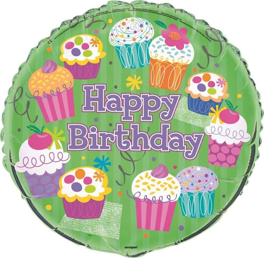 "Happy Birthday" Cupcakes Party Helium Foil Balloon - 18"