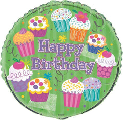 "Happy Birthday" Cupcakes Party Helium Foil Balloon - 18"