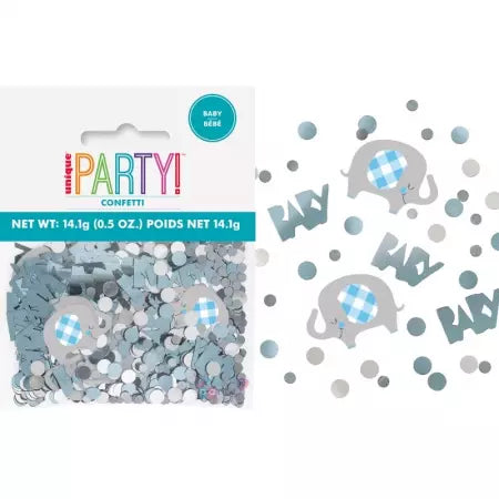 Baby Shower Confetti - Blue Floral Elephant
