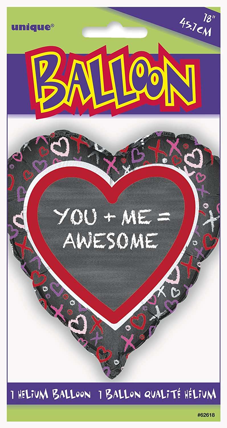 "You + Me" Valentine Heart Helium Foil Balloon - 18"