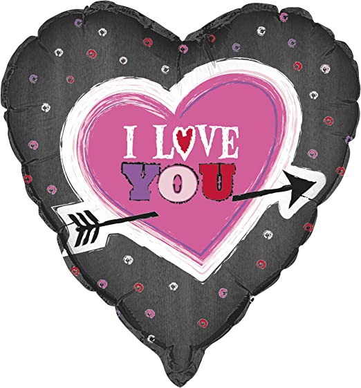 "I Love You" Arrow Valentine Heart Helium Foil Balloon - 18"